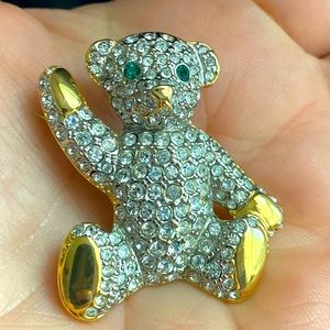 Vintage Rhinestone Teddy Bear Pin/Brooch